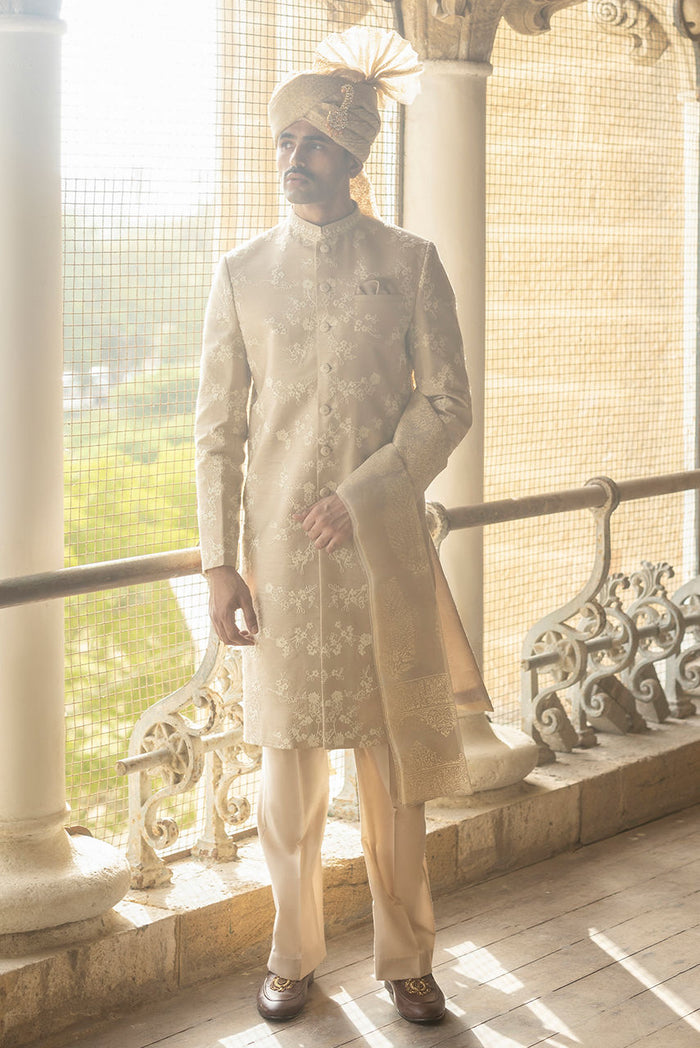 Aari – Champagne Embroidered Sherwani Set