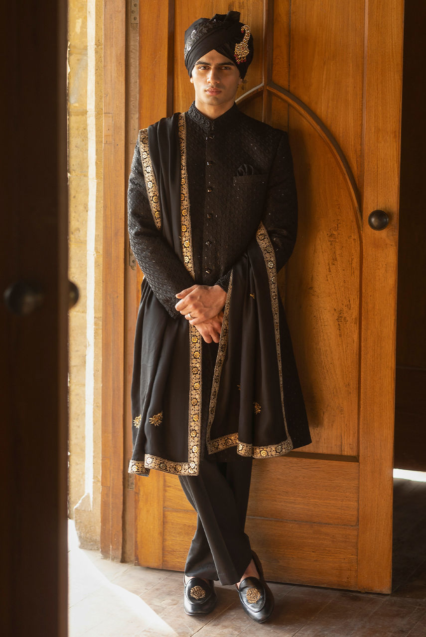 Black Dahlia – Black Embroidered Sherwani