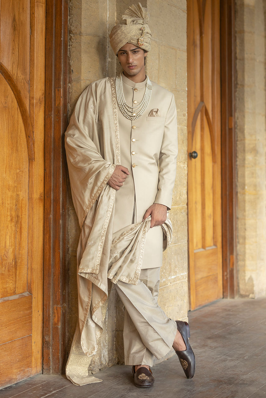 Rampur – Beige Tailored Sherwani