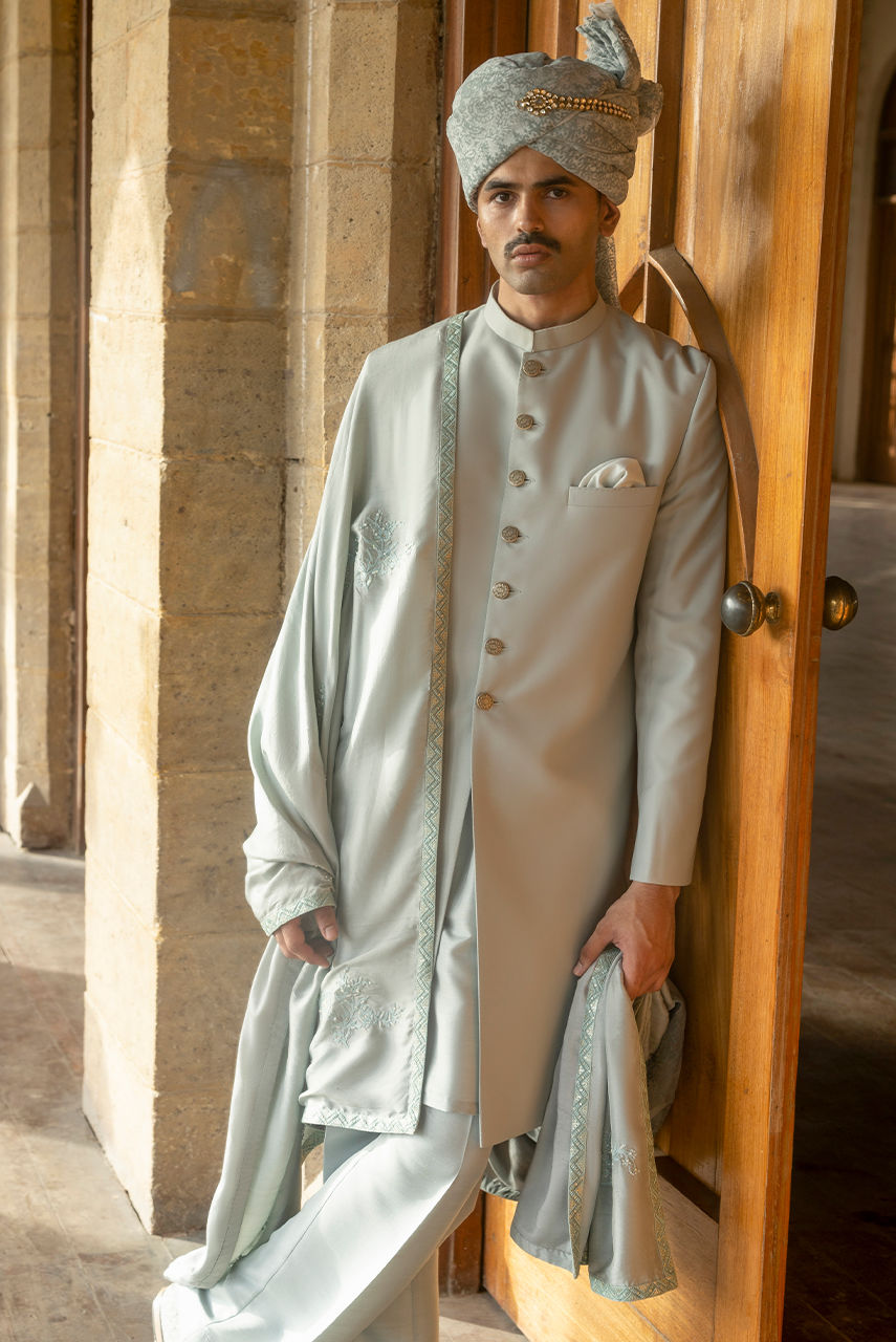 Summer Blue – Powder Blue Tailored Sherwani