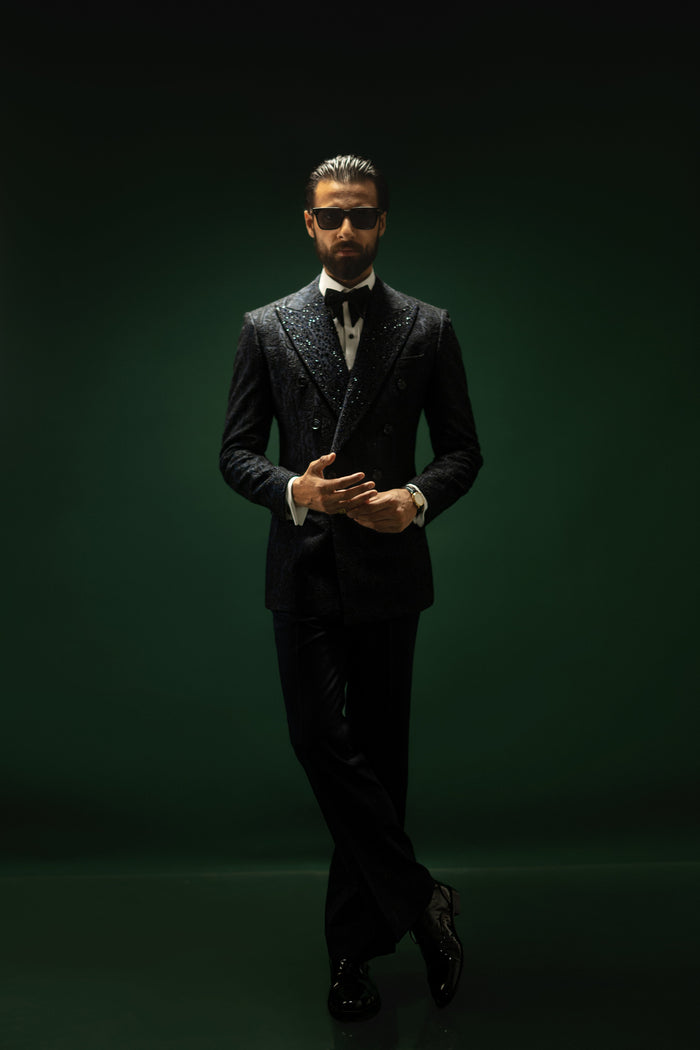Navy Blue Embroidery 2p Tux