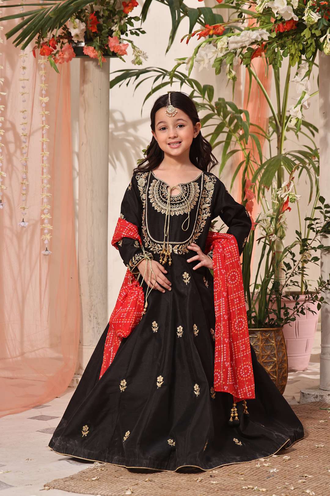 Handwork Embroidered Rawsilk Long Maxi