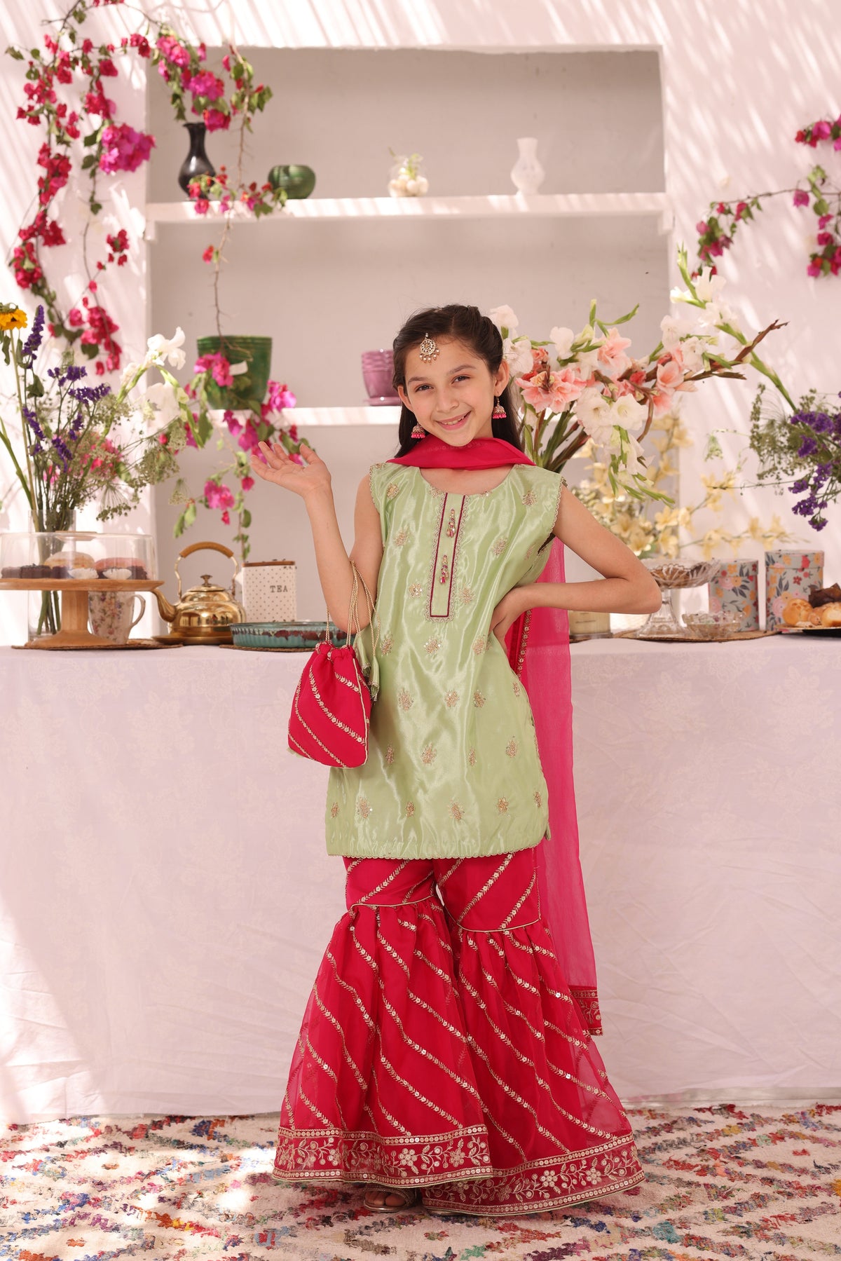 Embroidered Cotton Silk & Organza Gharara Suit