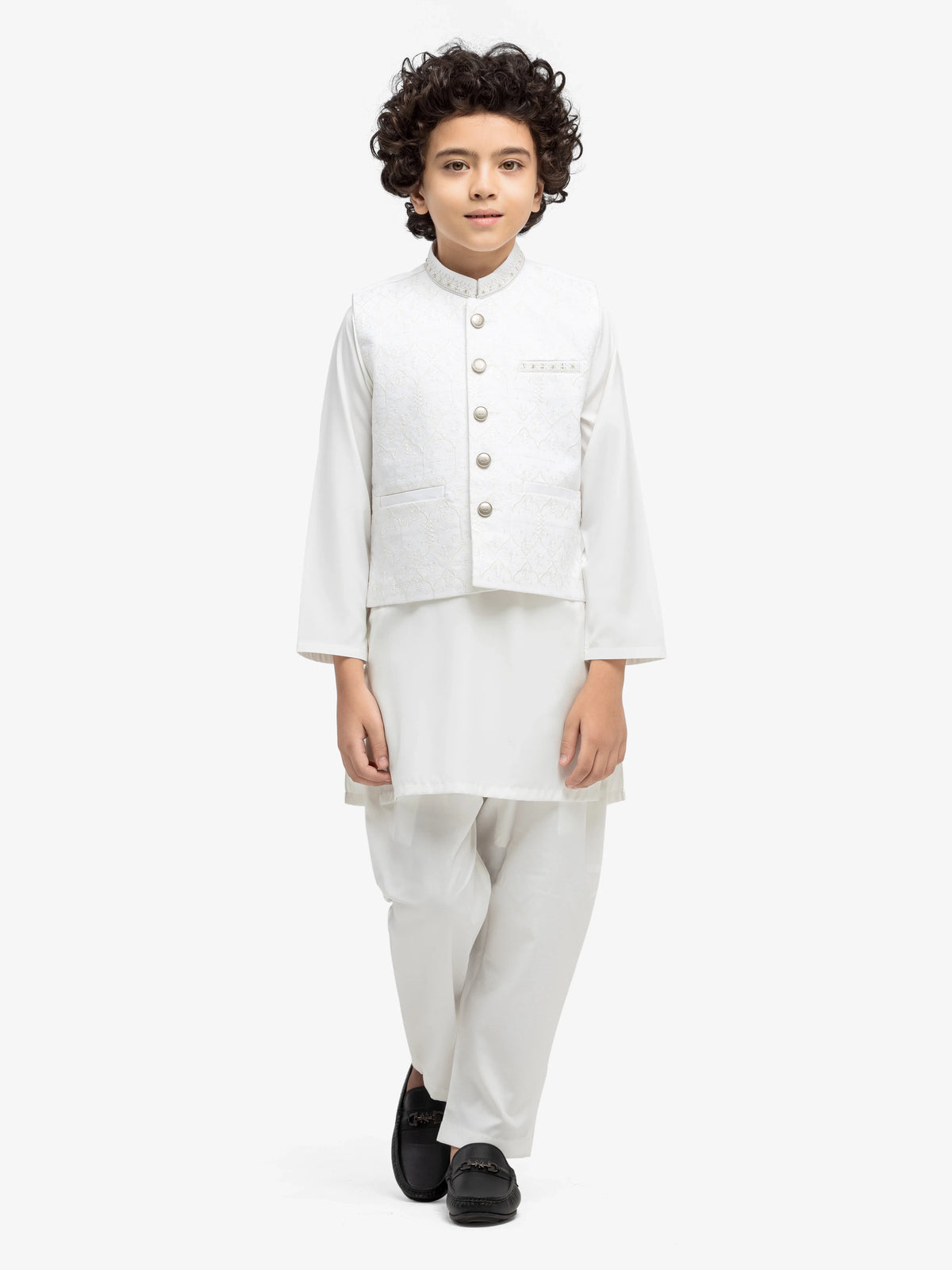Embroidered Cotton Waistcoat Suit - Ebtwcsc5-027