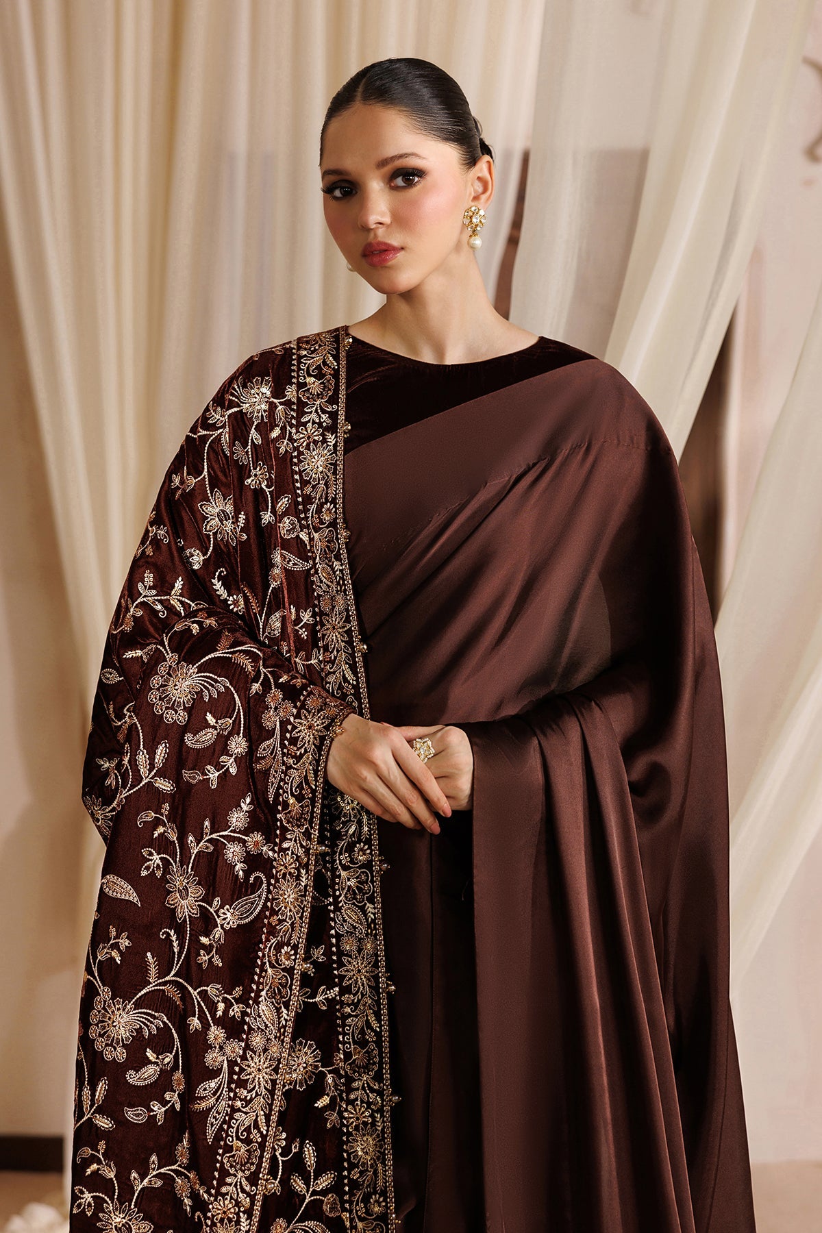 Embroidered Velvet Shawl VS-72