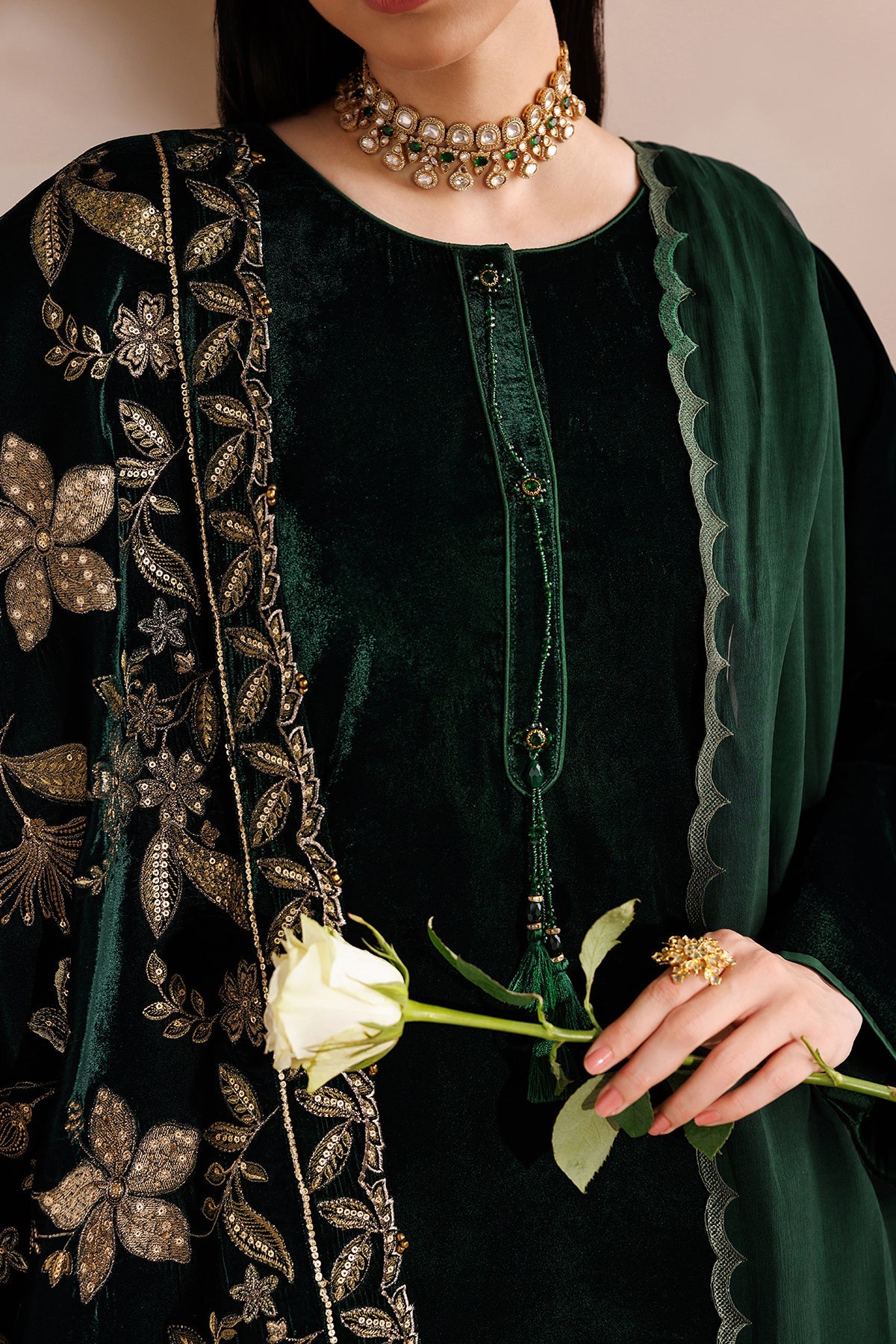 Embroidered Velvet Shawl VS-65