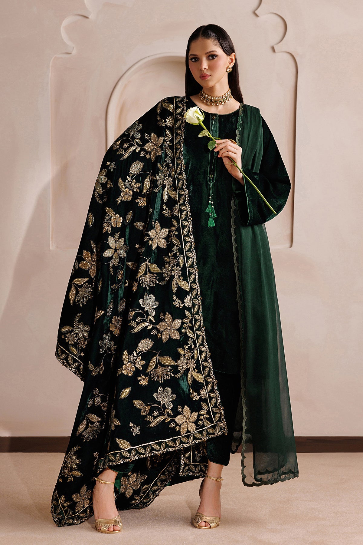 Embroidered Velvet Shawl VS-65