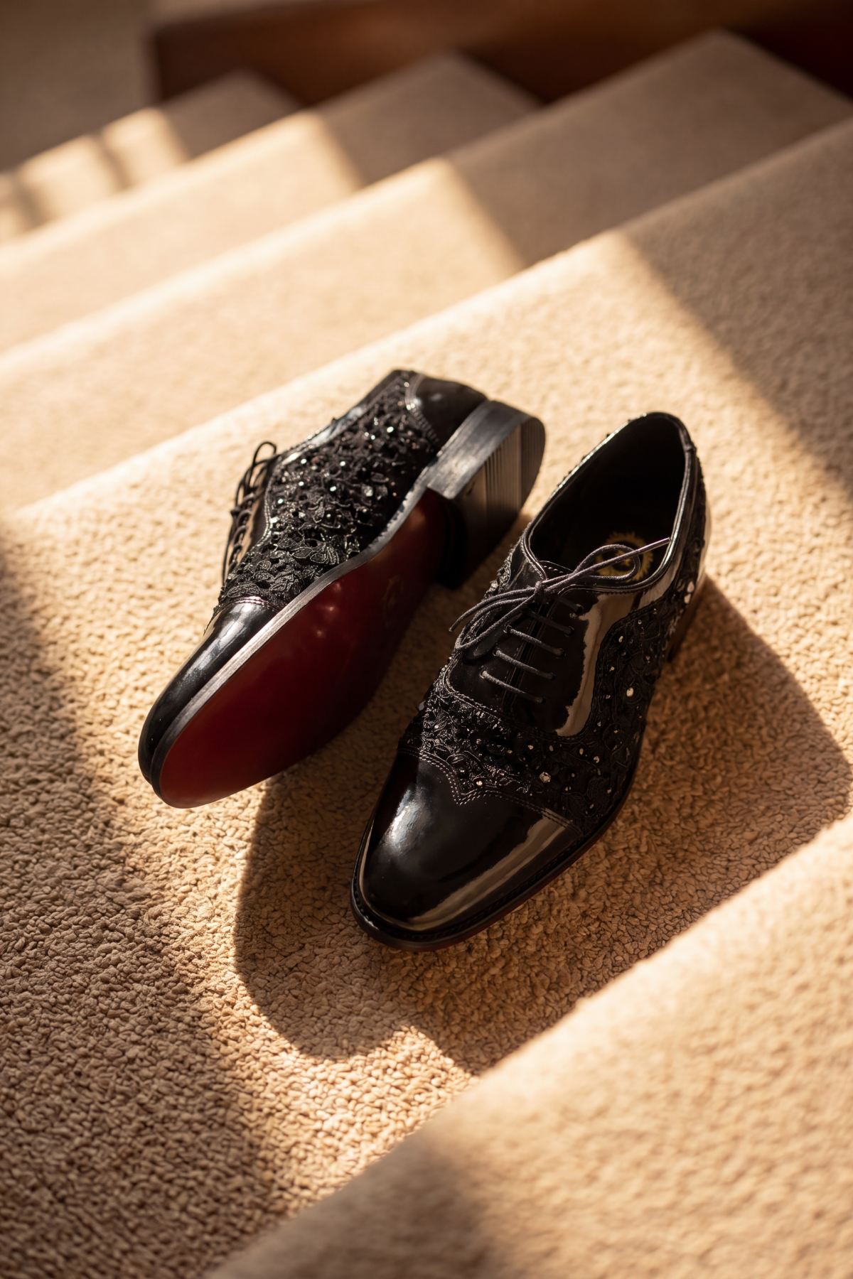 Black Bold Sequined Oxford Shoes