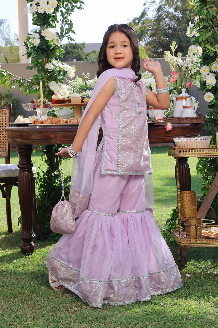 Pastel Lilac Shimmer Festive Gharara Set