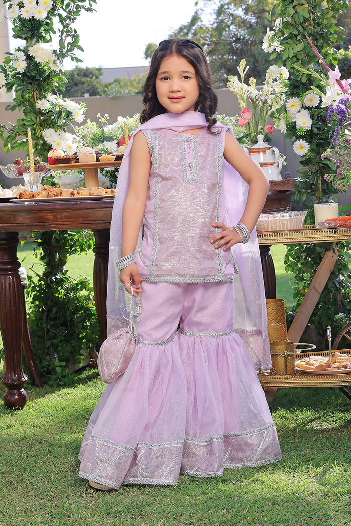 Pastel Lilac Shimmer Festive Gharara Set