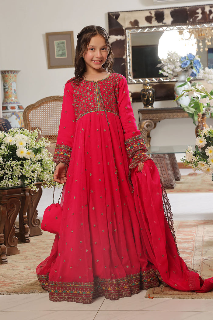 Crimson Blossom Heavily Embroidered Festive Maxi Gown