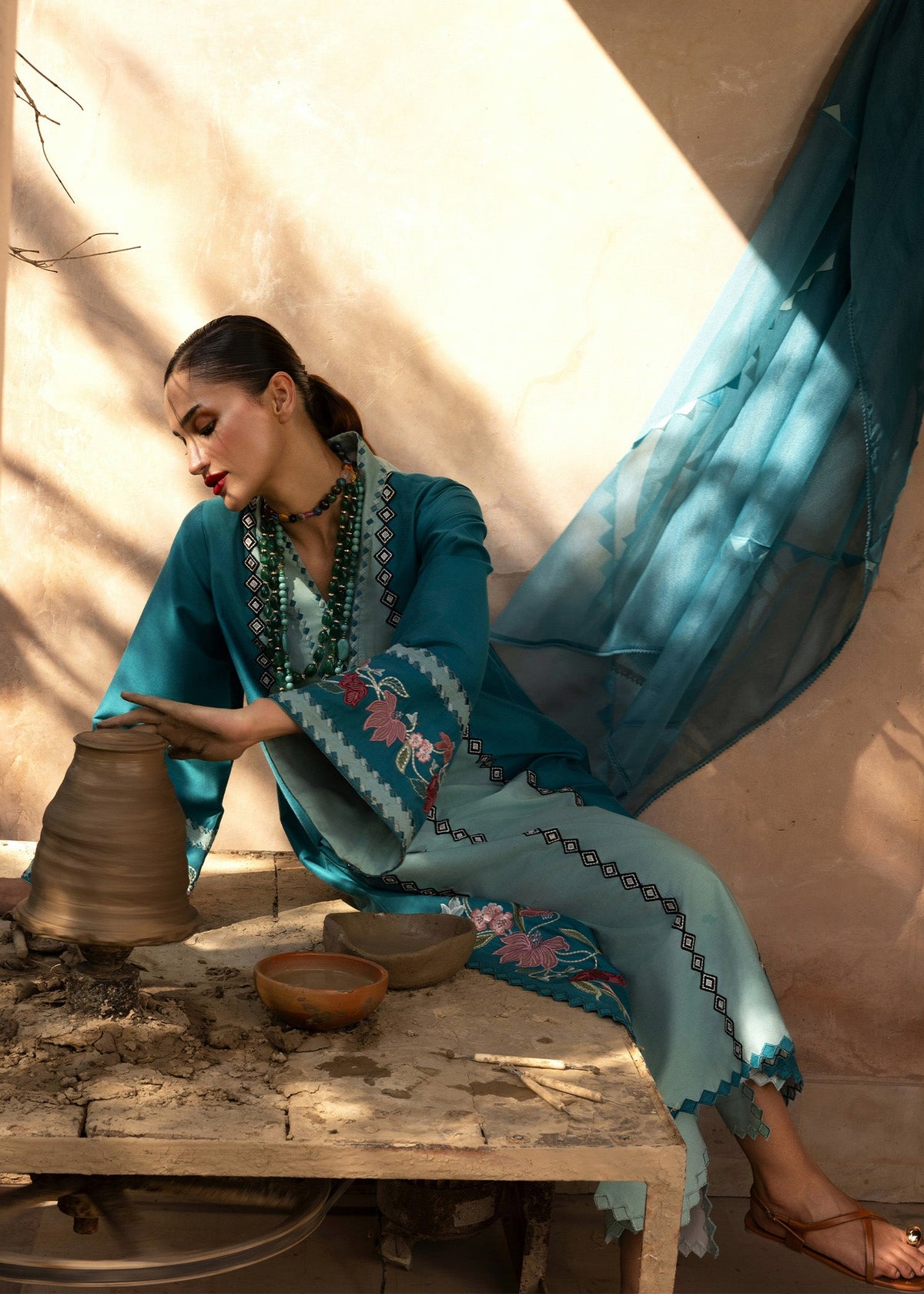 Rani Vogue Turquoise 3 Piece Rawsilk