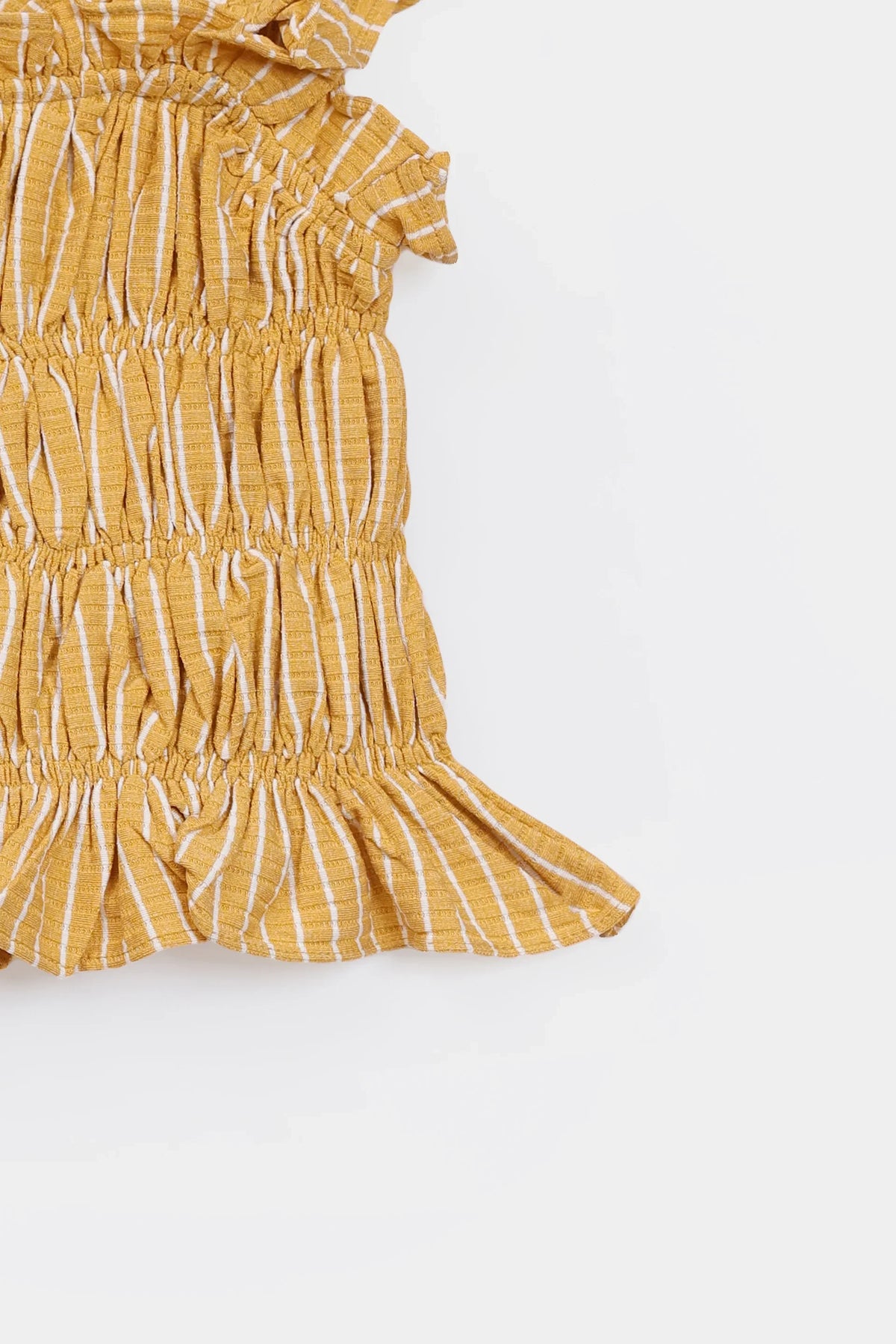 Mustard Printed Smocked Top & Skirt Co-ord Set