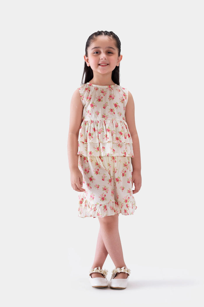 White Ruffled Peplum Top & Shorts Co-ord Set