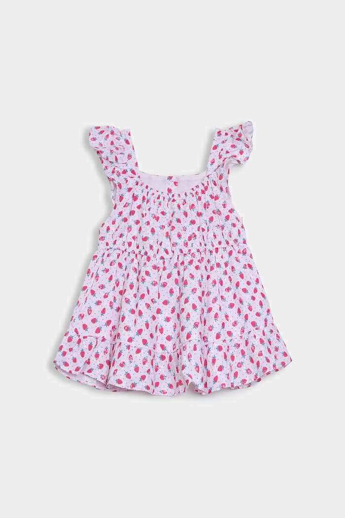 Pink Printed Ruffled Top & Shorts Co-ord Set