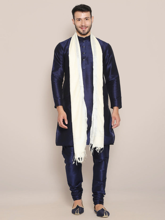 Men's Off White Linen Dupatta