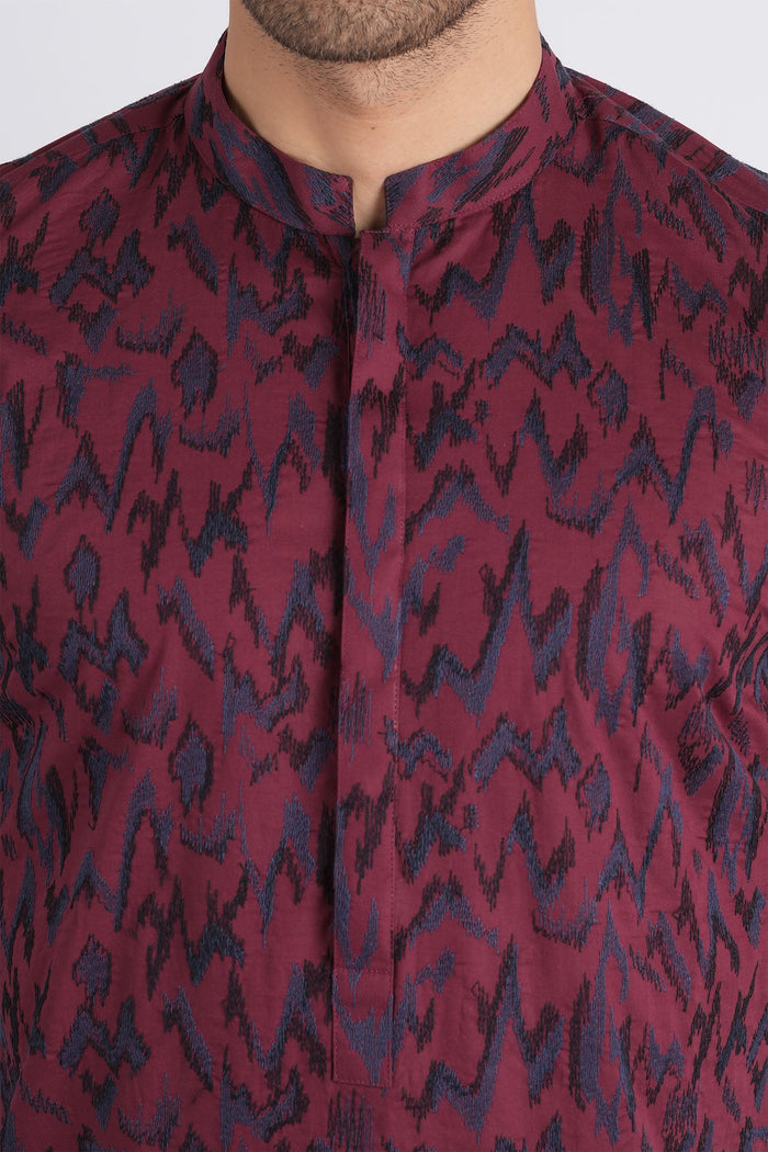 Embroidered-Kurta-Maroon