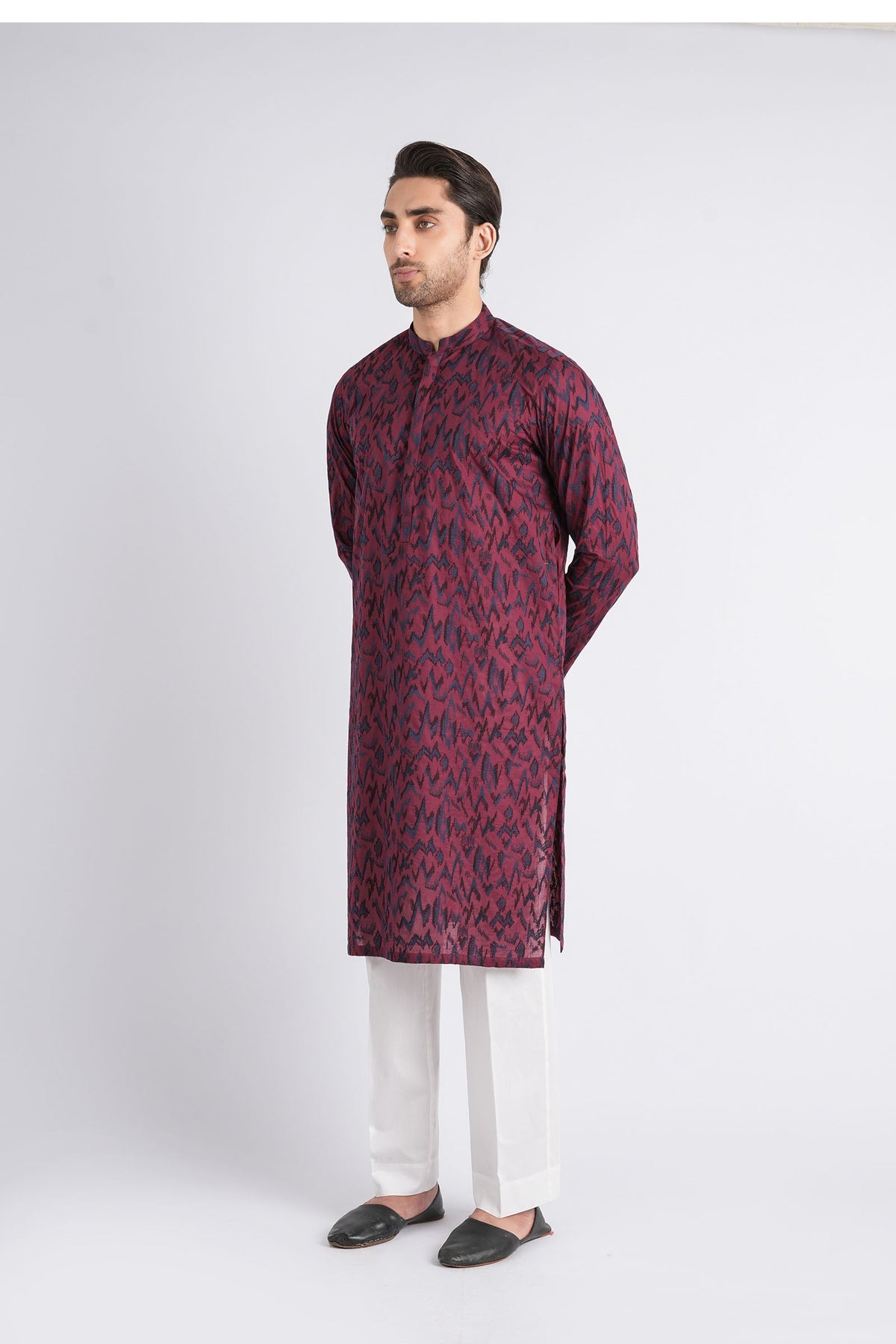 Embroidered-Kurta-Maroon