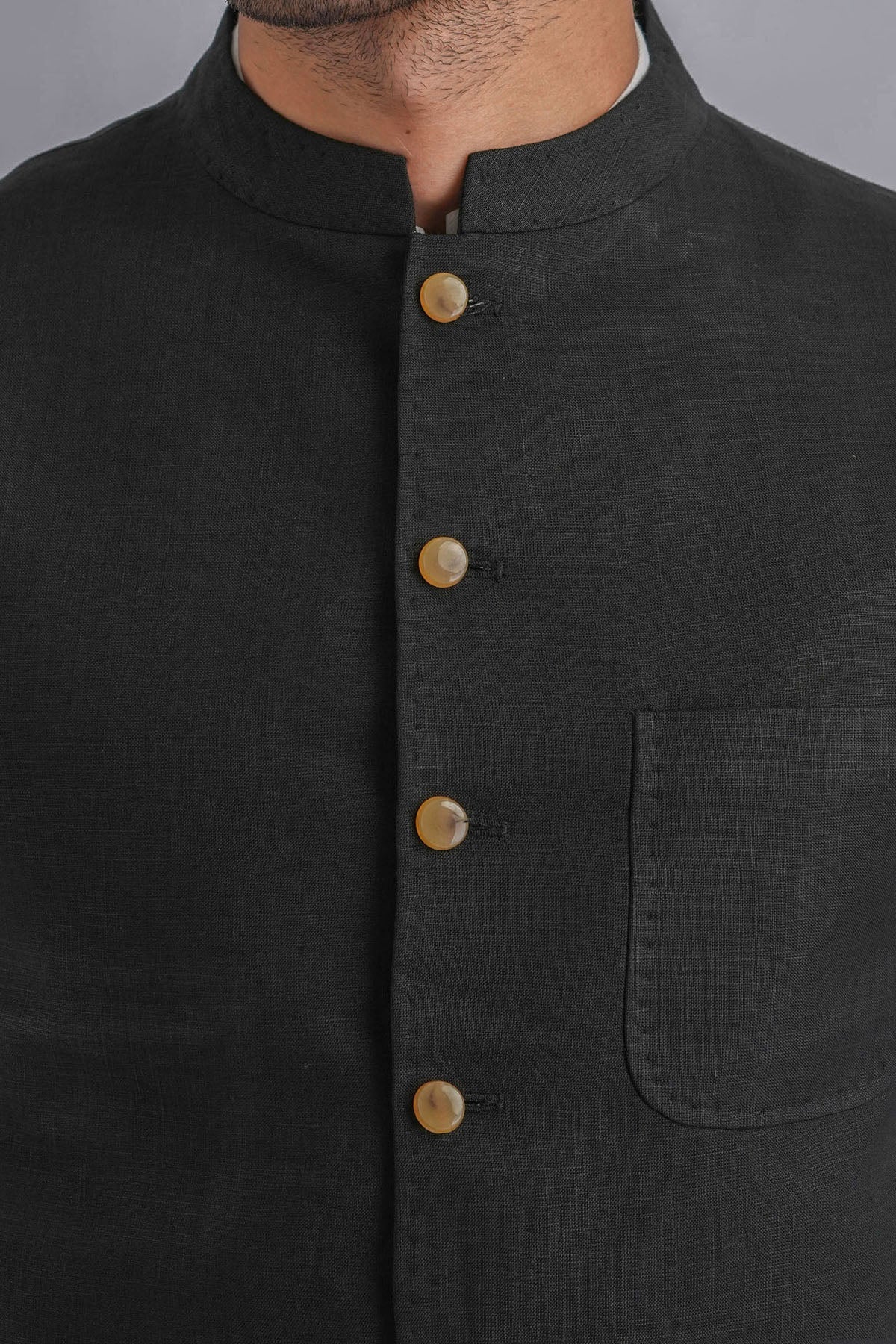Irish-Linen-Waistcoat-Black