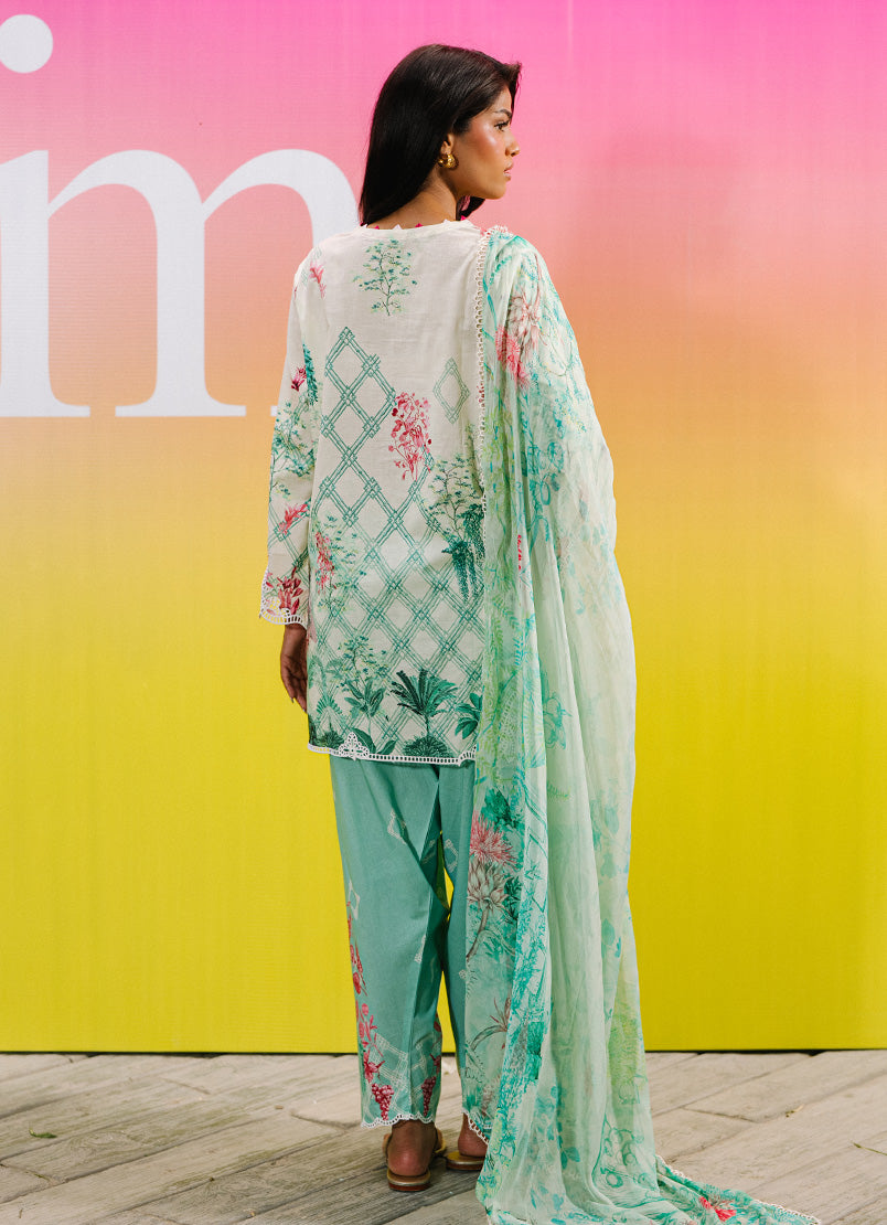 Printed Embroidered 3 Piece Suit 17093