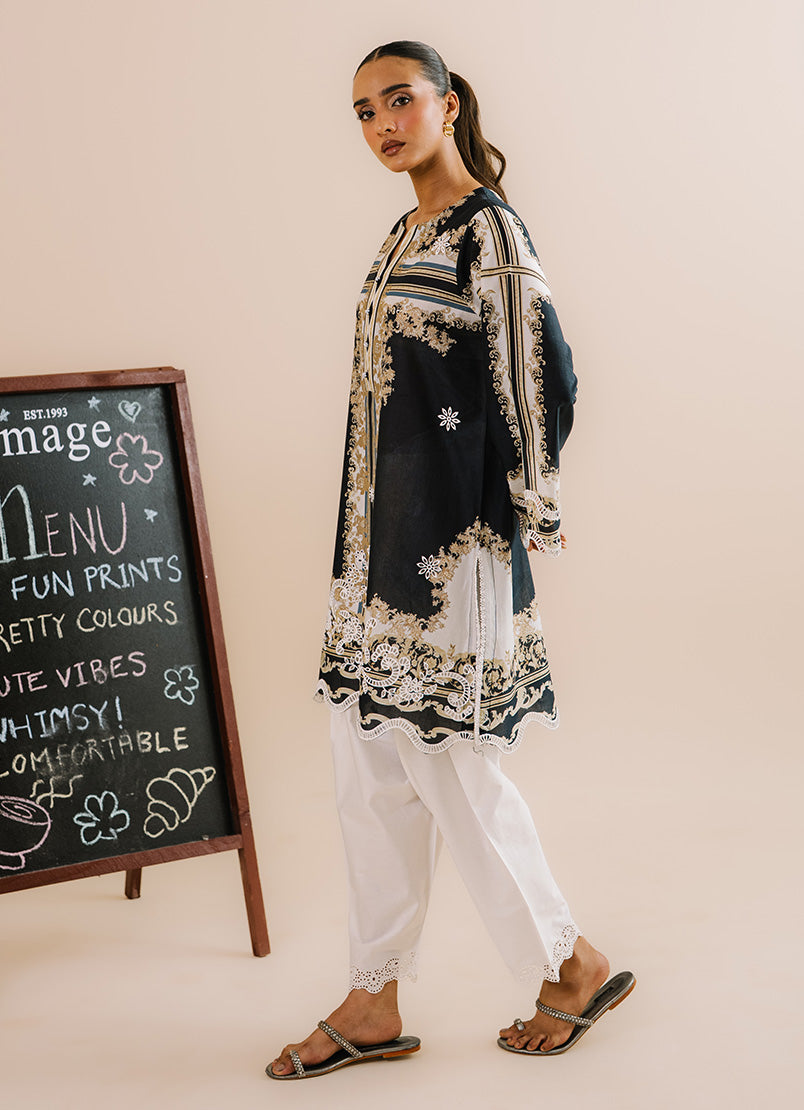 Printed Embroidered Kurta 17104