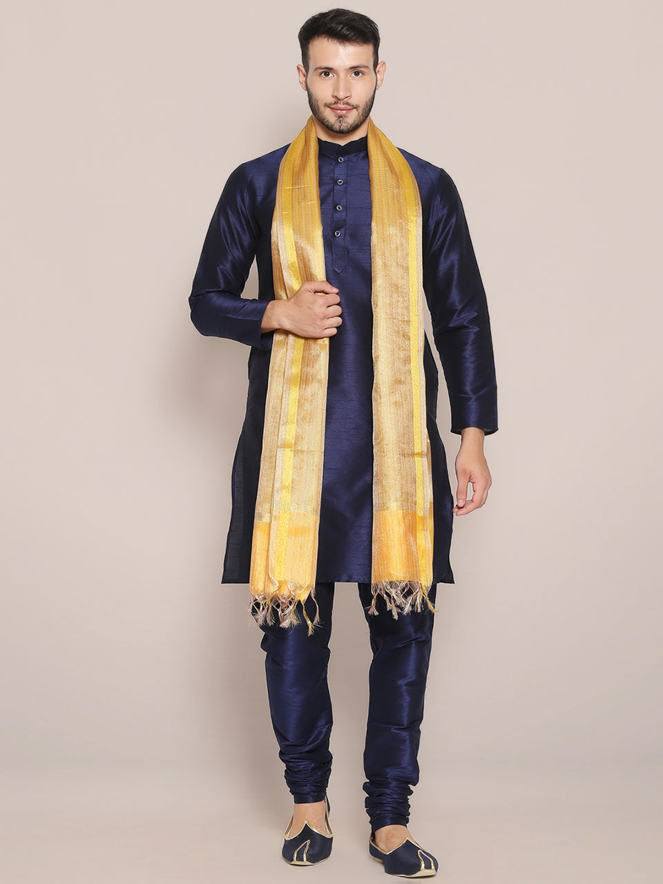 Men's Two Toned Gold Silk Dupatta