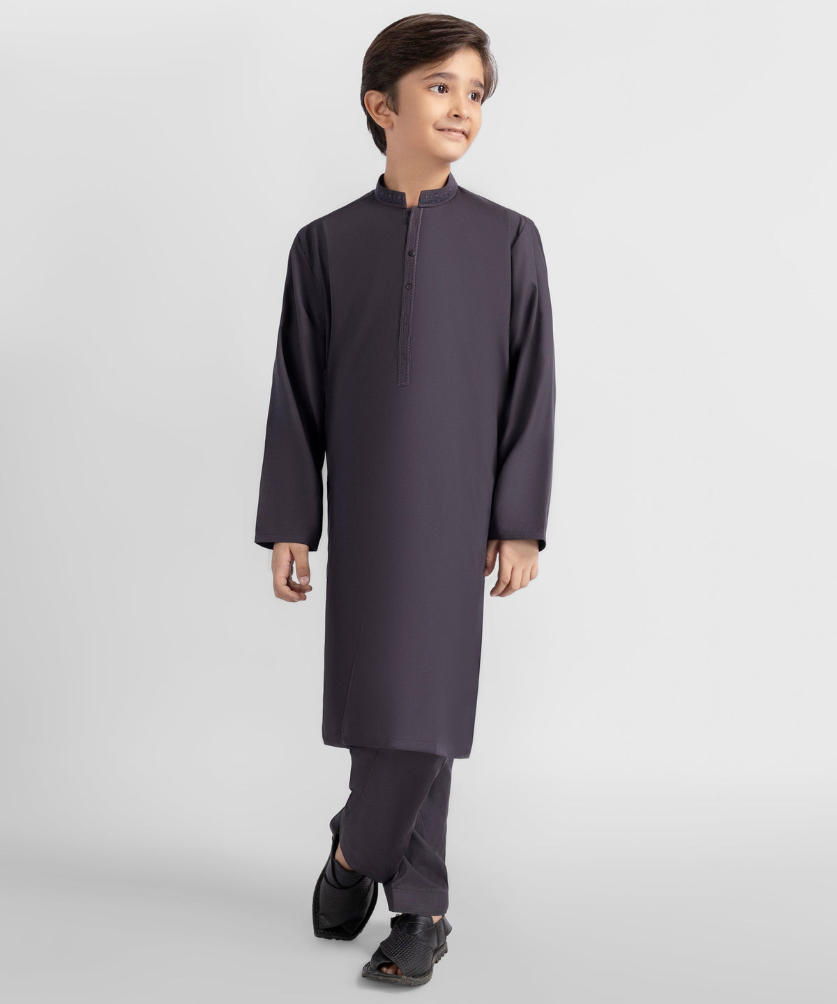 Dark Grey Semi-Formal Kameez Shalwar