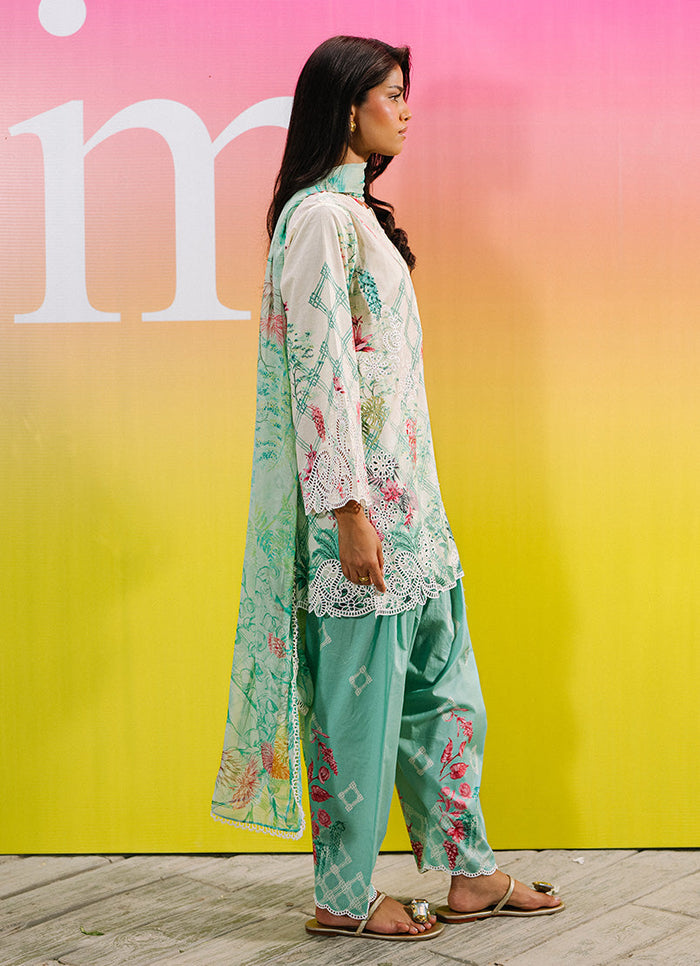 Printed Embroidered 3 Piece Suit 17093