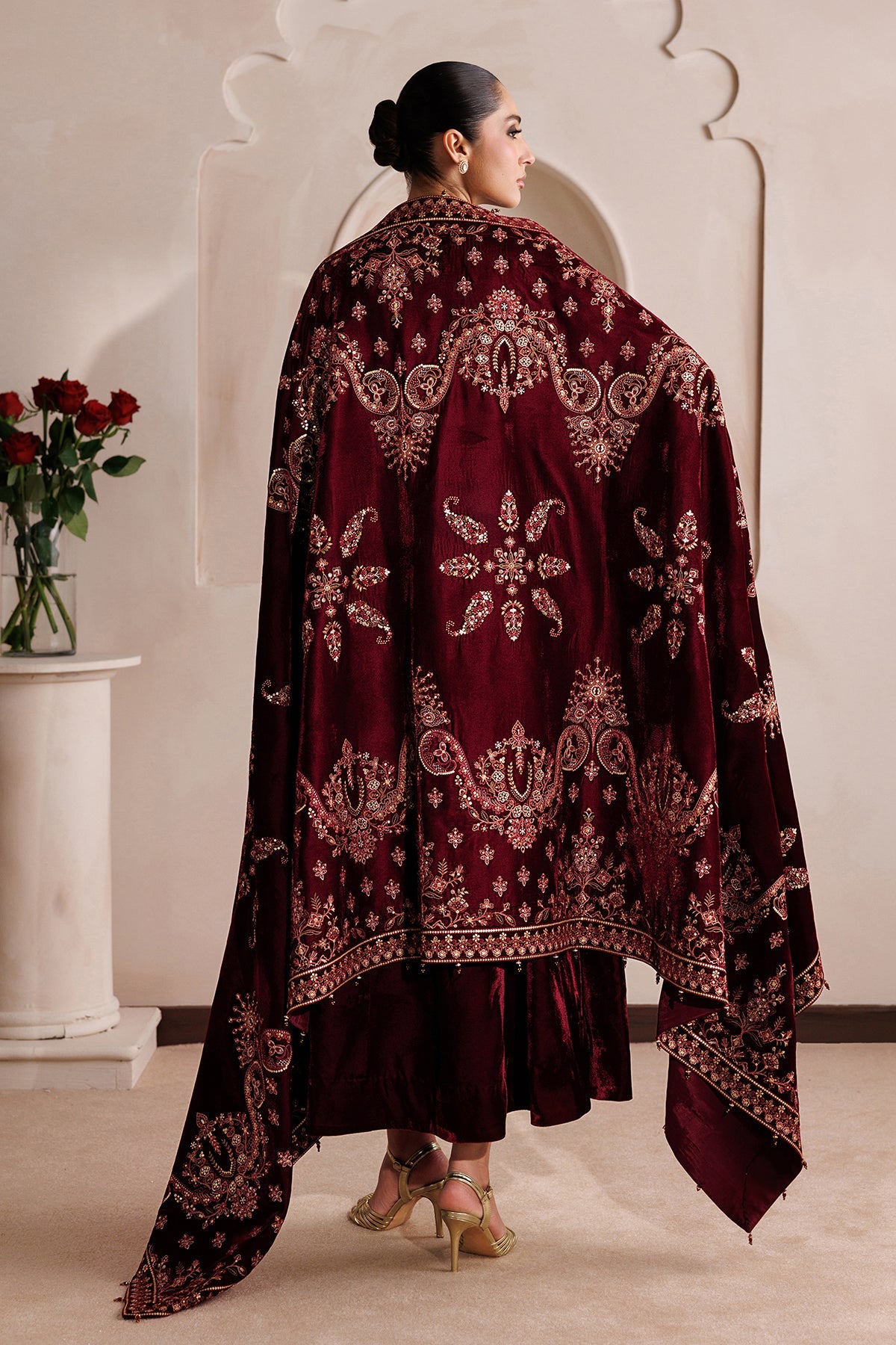 Embroidered Velvet Shawl VS-69