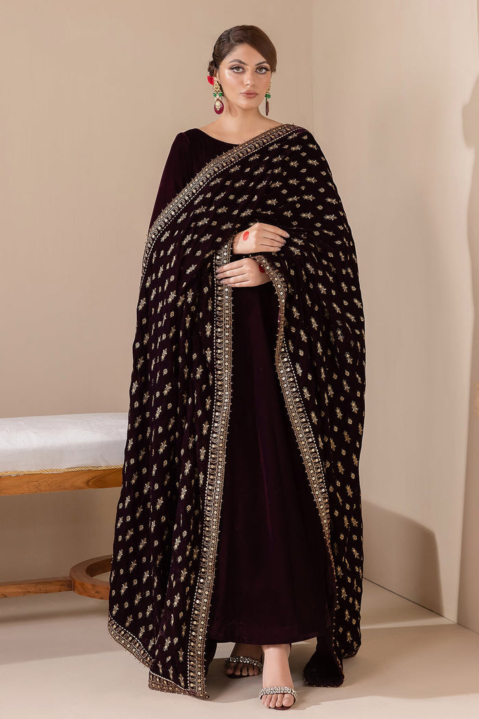 Embroidered Velvet Shawl VS-42