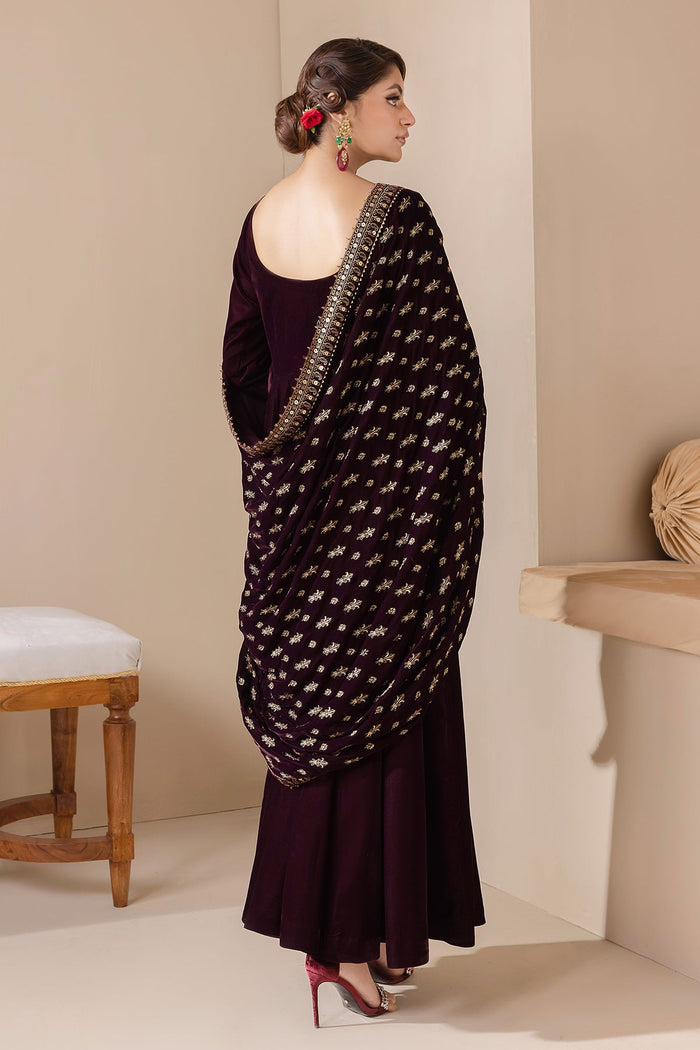 Embroidered Velvet Shawl VS-42