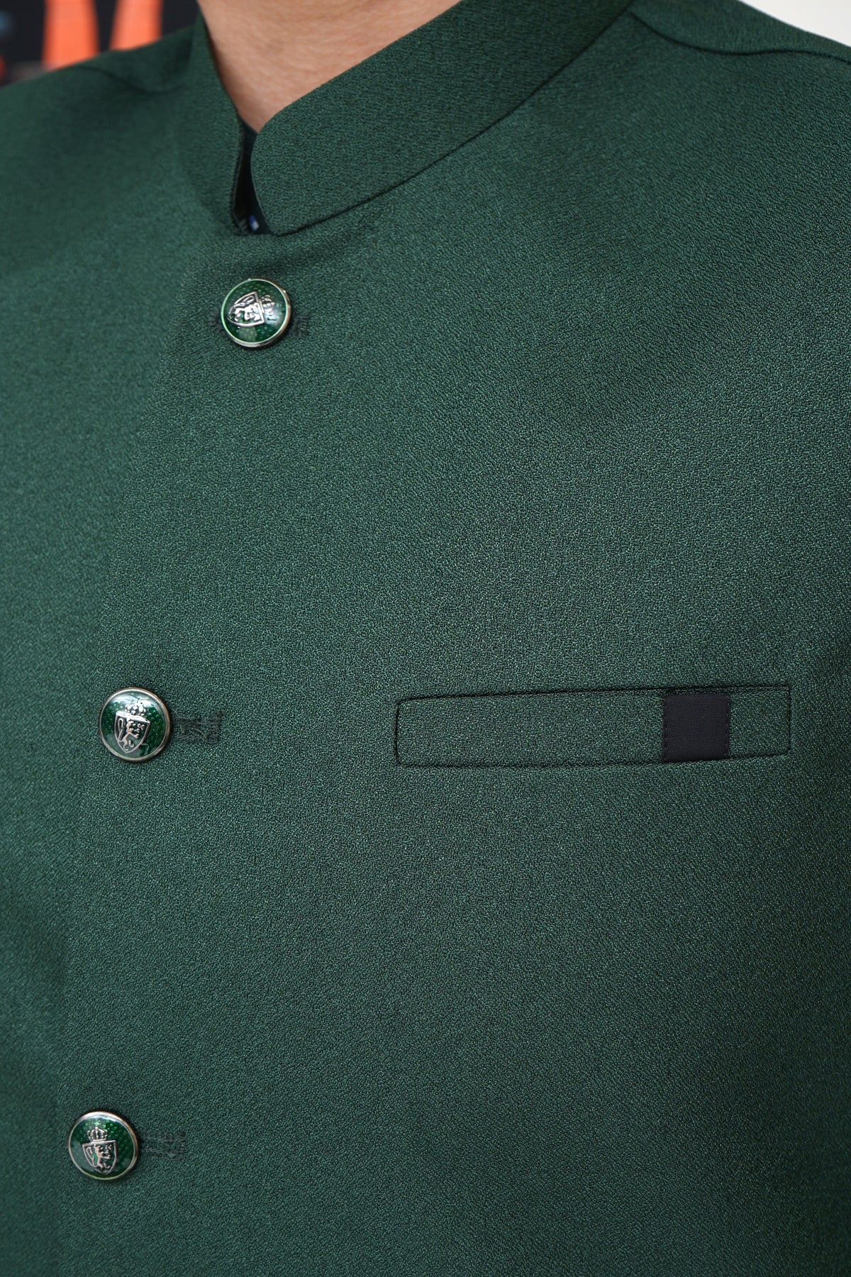 Green Jamawar Boys Waistcoat