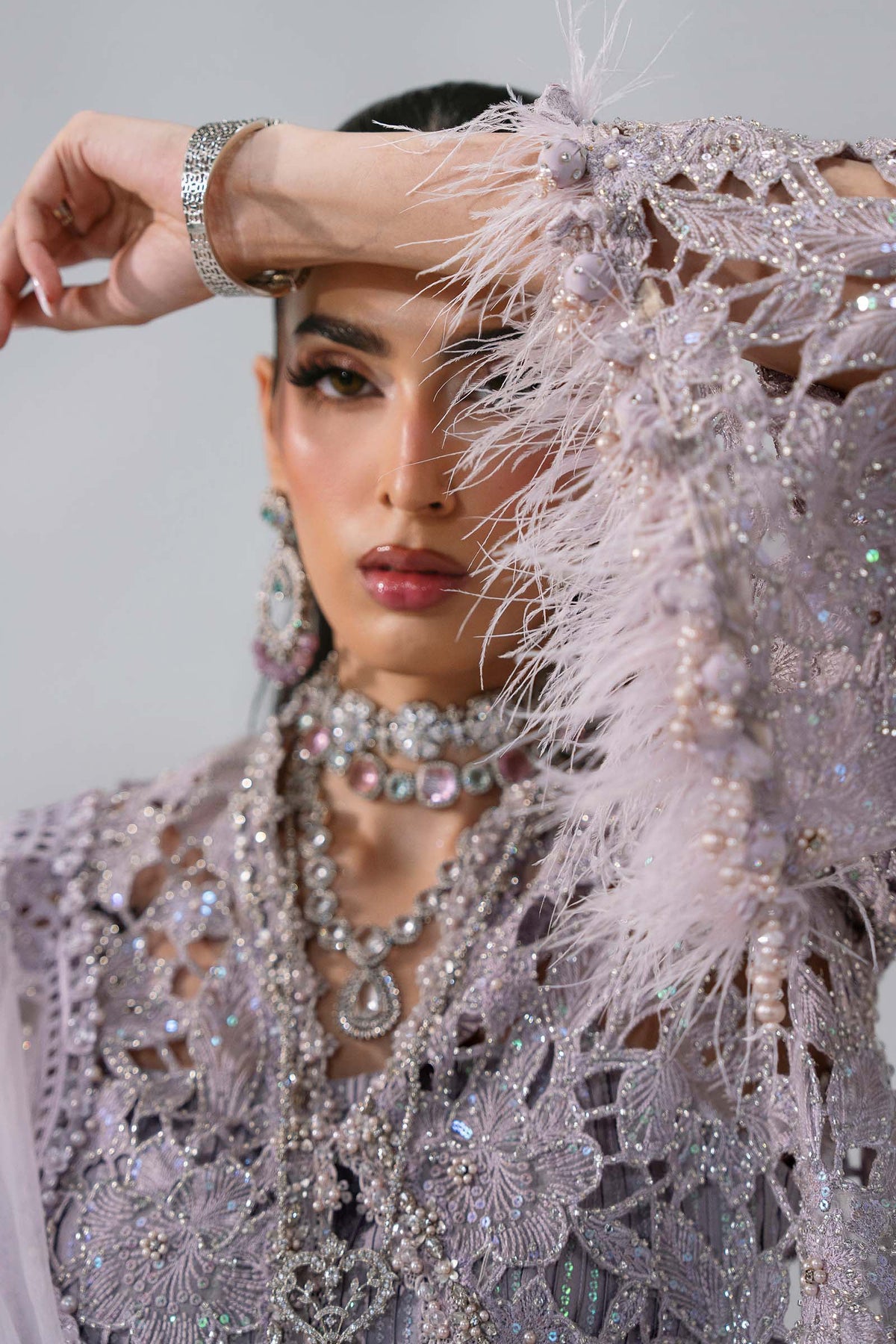 BD-3105 Lilac Embroidered Organza Suit