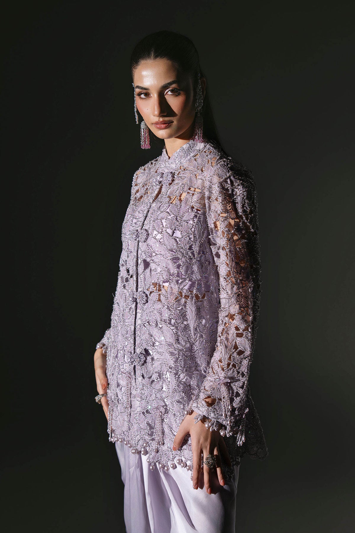 BD-3105 Lilac Embroidered Organza Suit