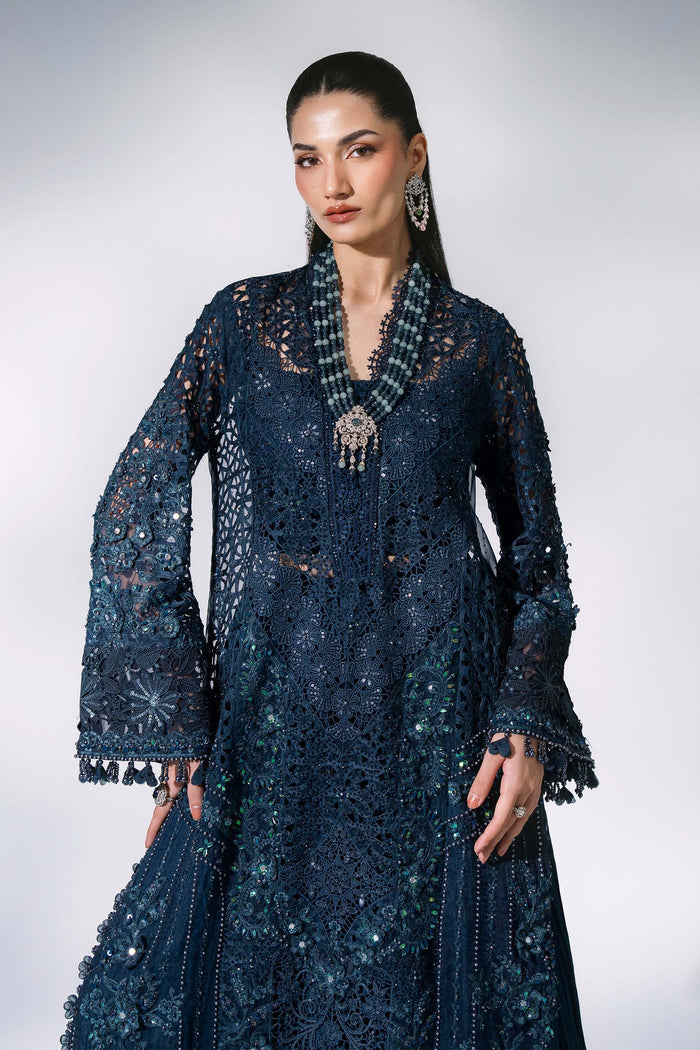 BD-3106 Teal Embroidered Organza Suit