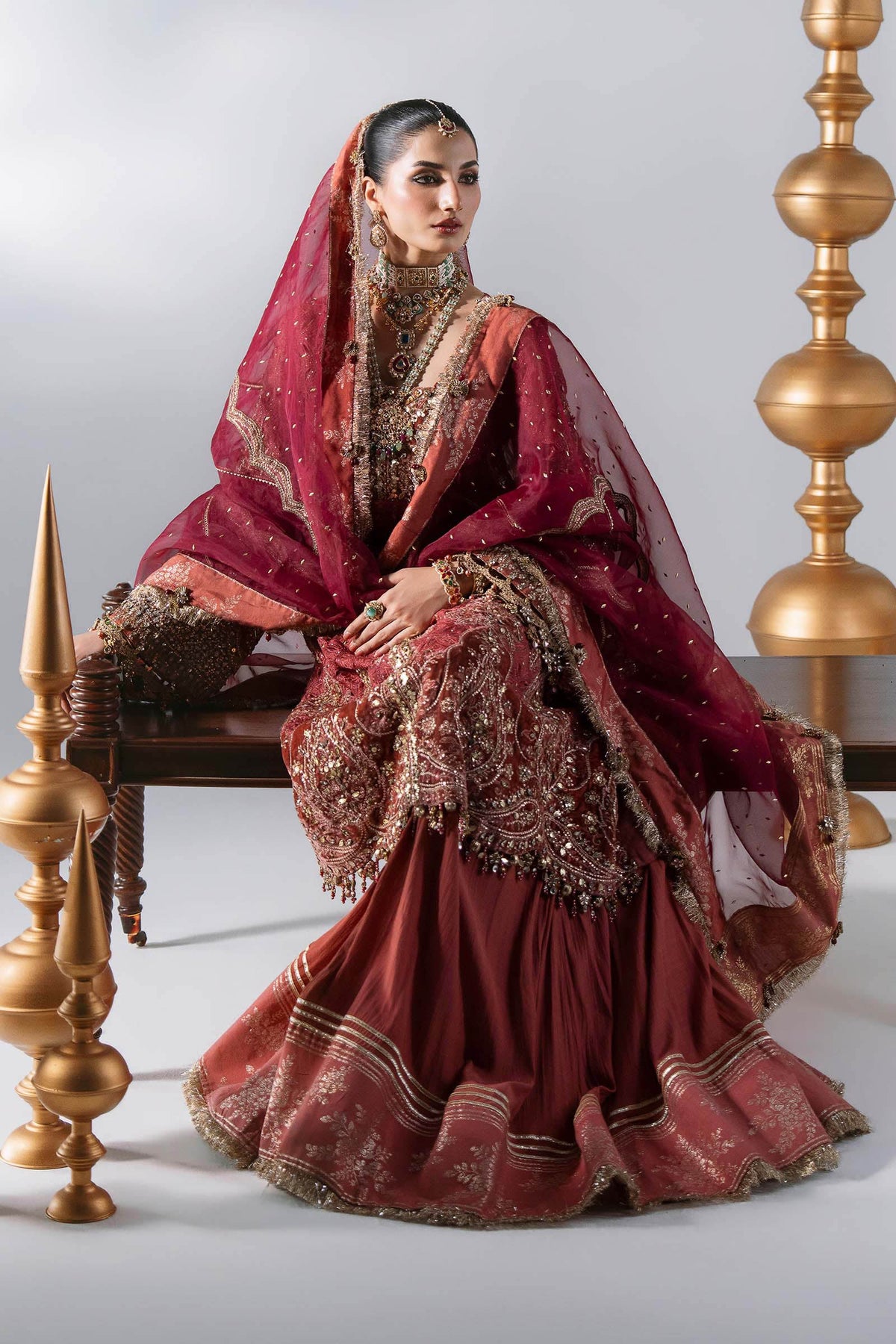 Maria B Mbroidered BD-3108 salmon pink organza suit