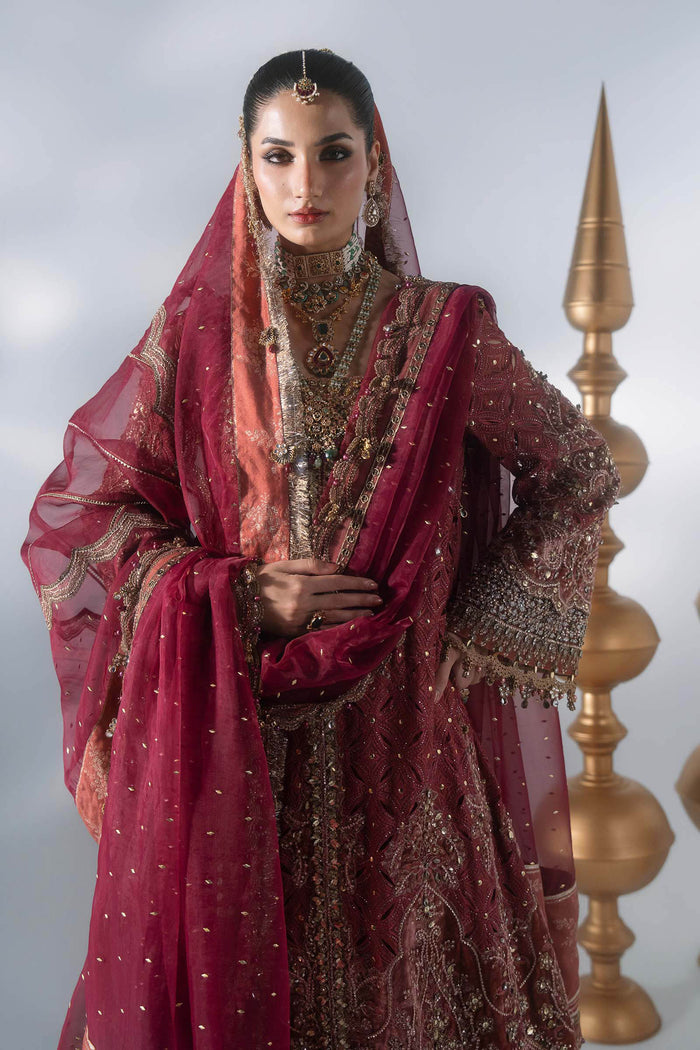 BD-3108 Salmon Pink Embroidered Organza Suit