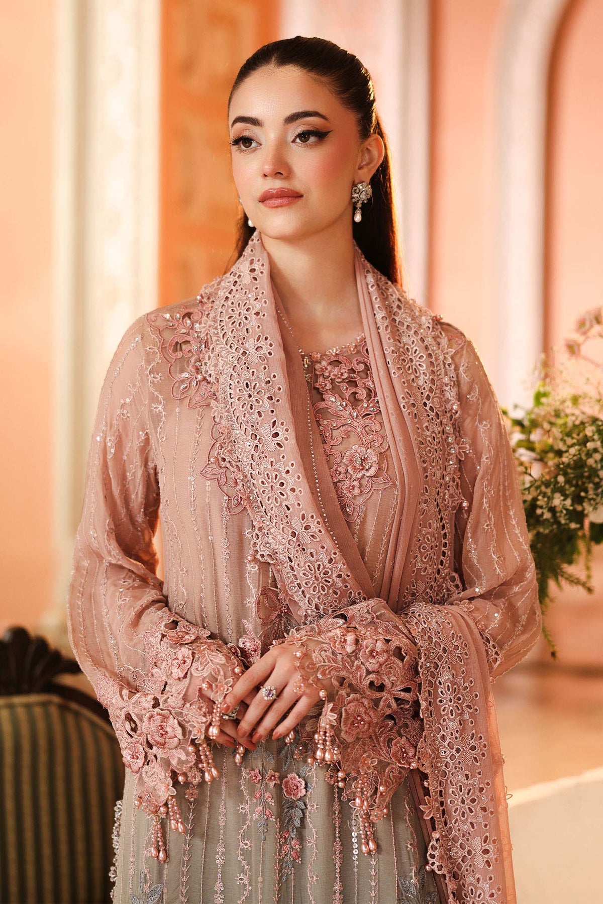 3 Piece Unstitched Embroidered Chiffon Suit
