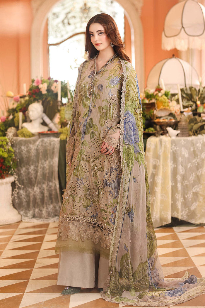 3 Piece Unstitched Embroidered Chiffon Suit
