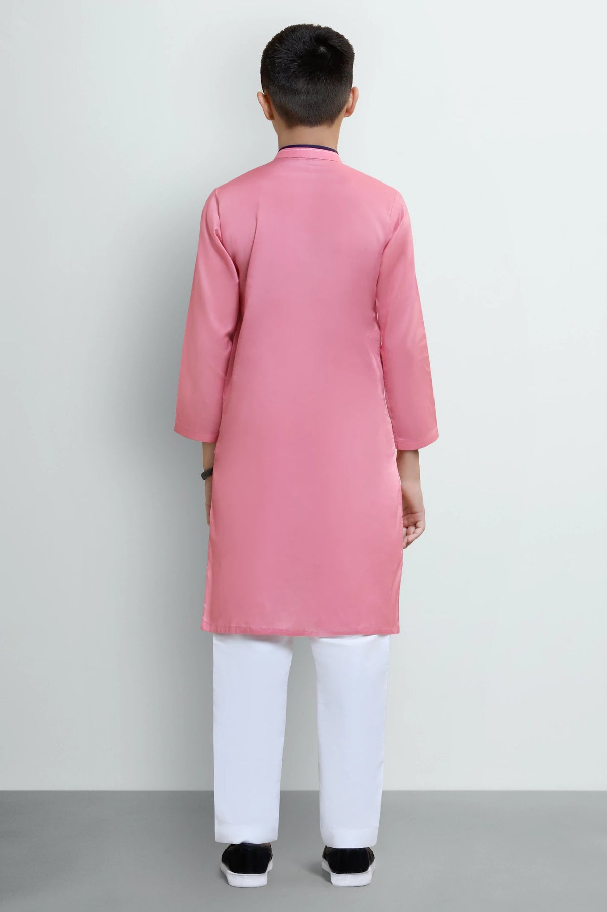Dark Pink Boys Screen Printed Kurta Pajama