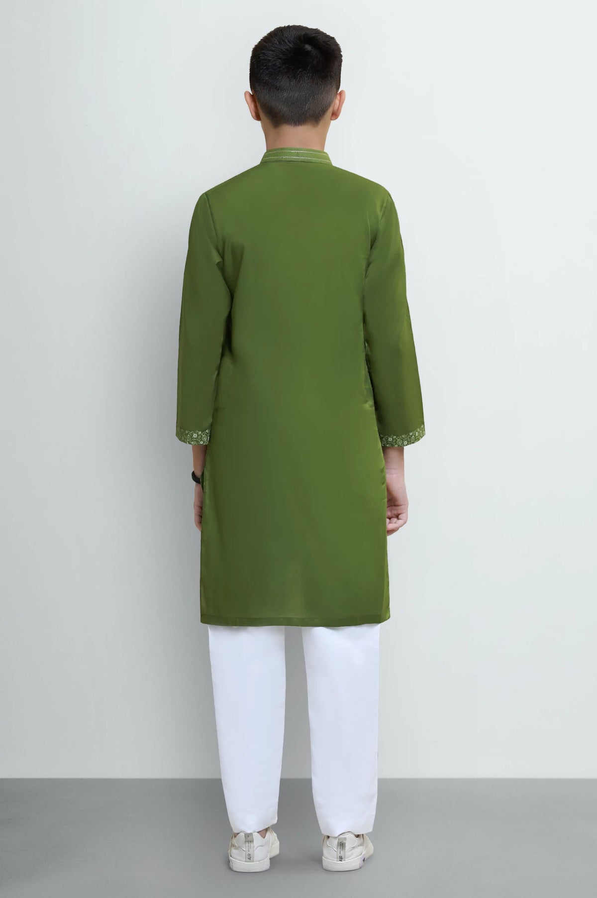 Green Boys Screen Printed Kurta Pajama