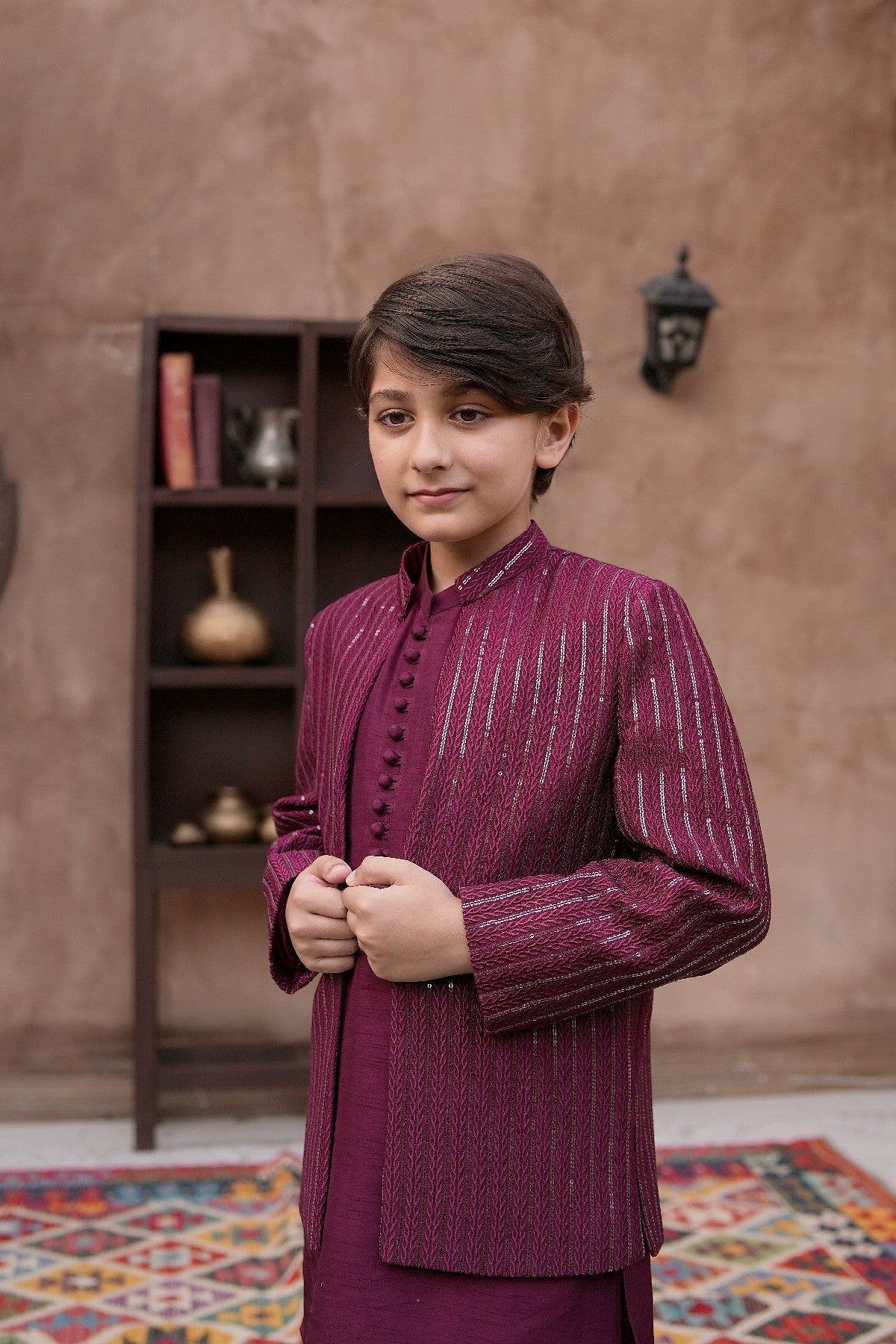 Prince Coat Open Lining Sequence Maroon