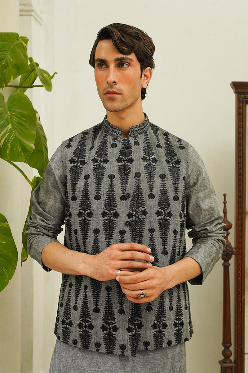 Anchor Grey Embroidered Waistcoat