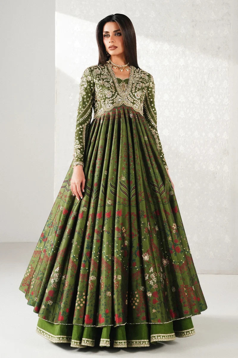 Habyah Festive Pishwas with Lehnga & Silk Dupatta