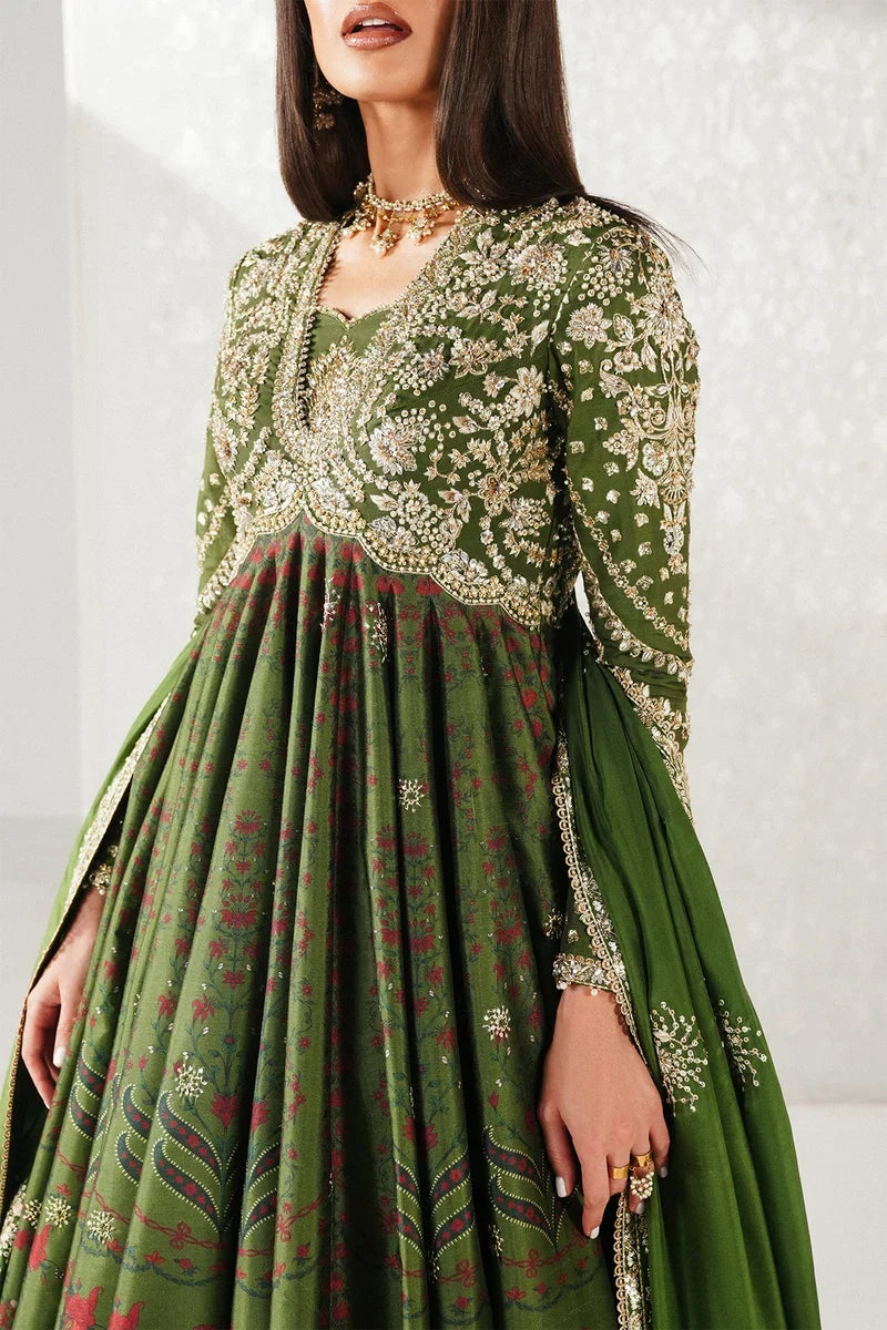 Habyah Festive Pishwas with Lehnga & Silk Dupatta