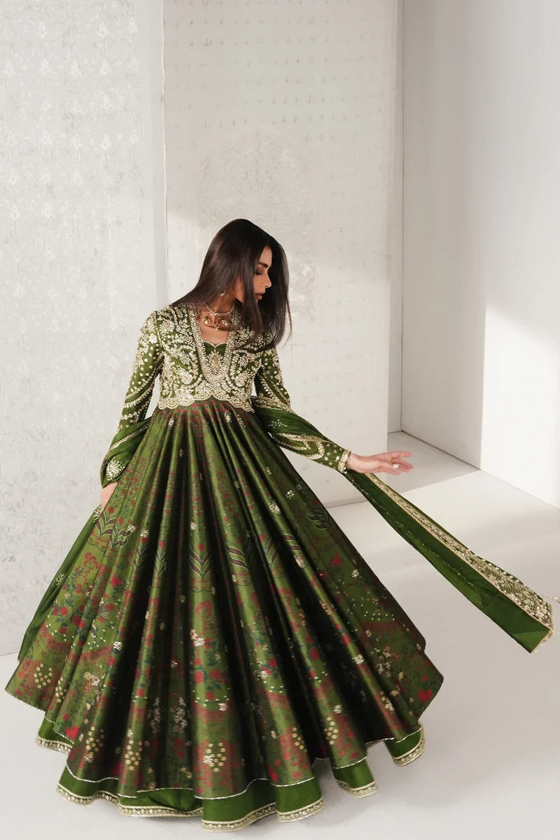 Habyah Festive Pishwas with Lehnga & Silk Dupatta