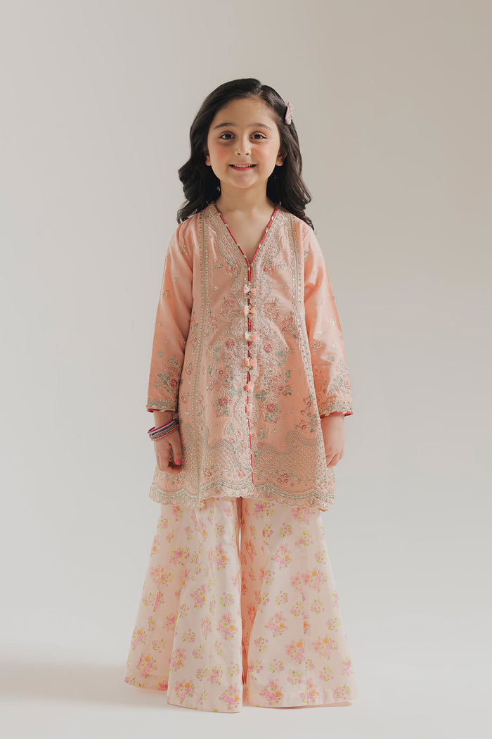 Cream Pink Embroidered Suit