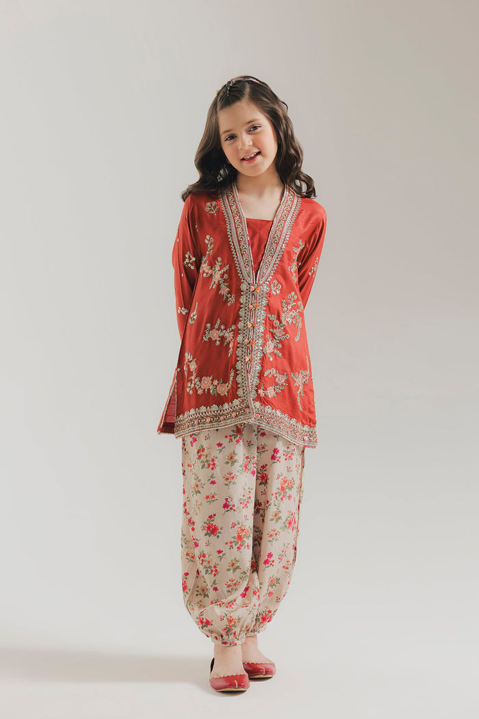 Orange Brown Embroidered Suit