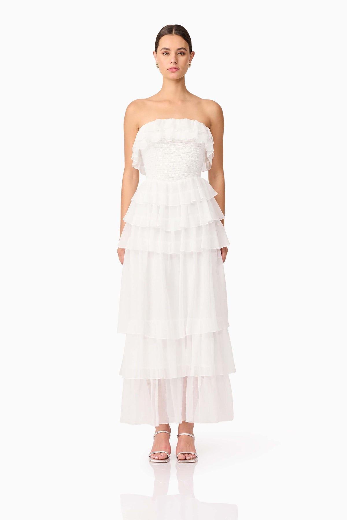 Melissa Strapless Maxi Dress in White