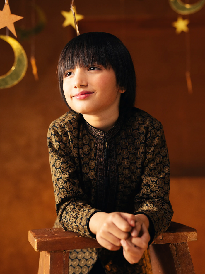 Black Embroidered Cotton Silk Kurta Pajama